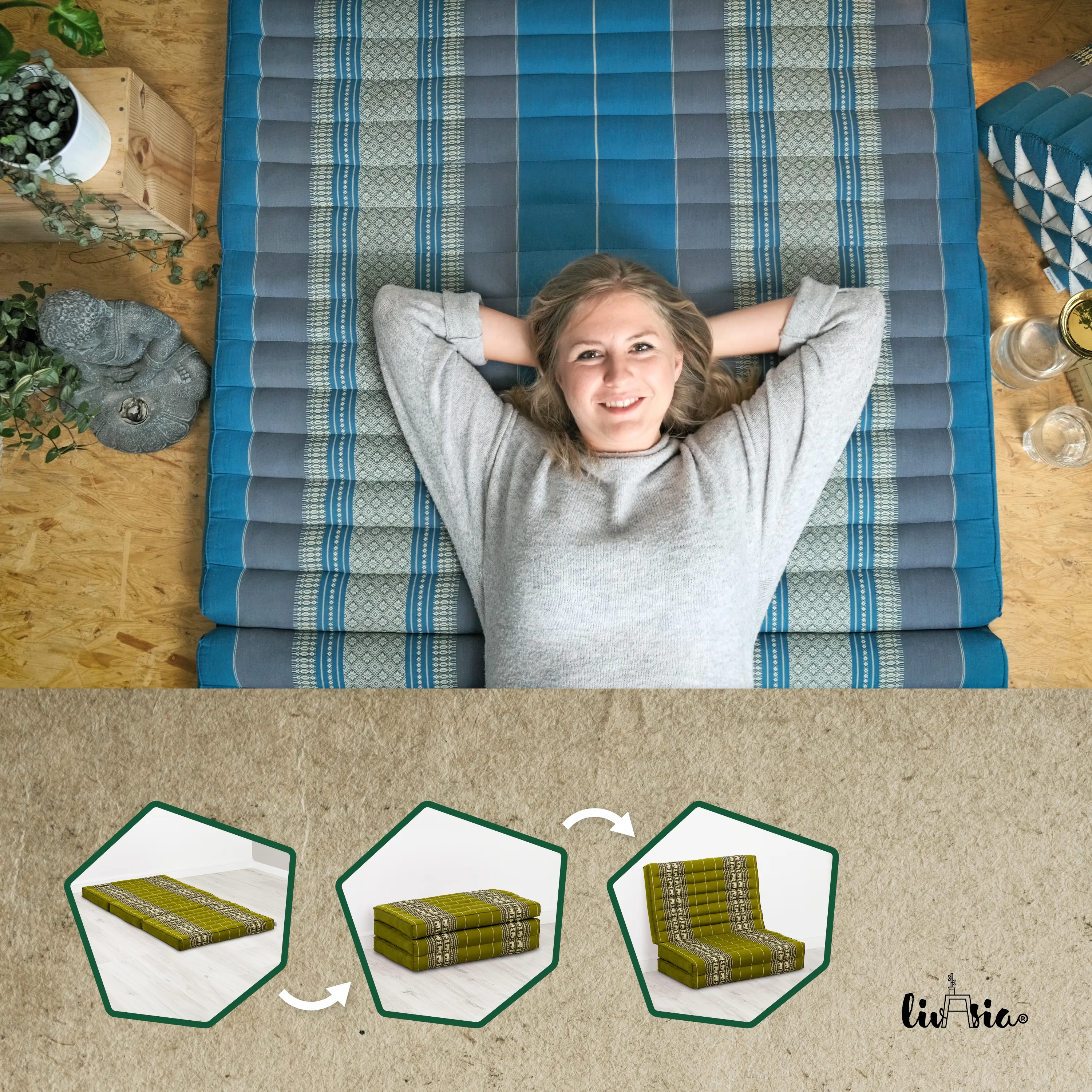 Kapok Folding Mattress for Kids, 70 cm wide