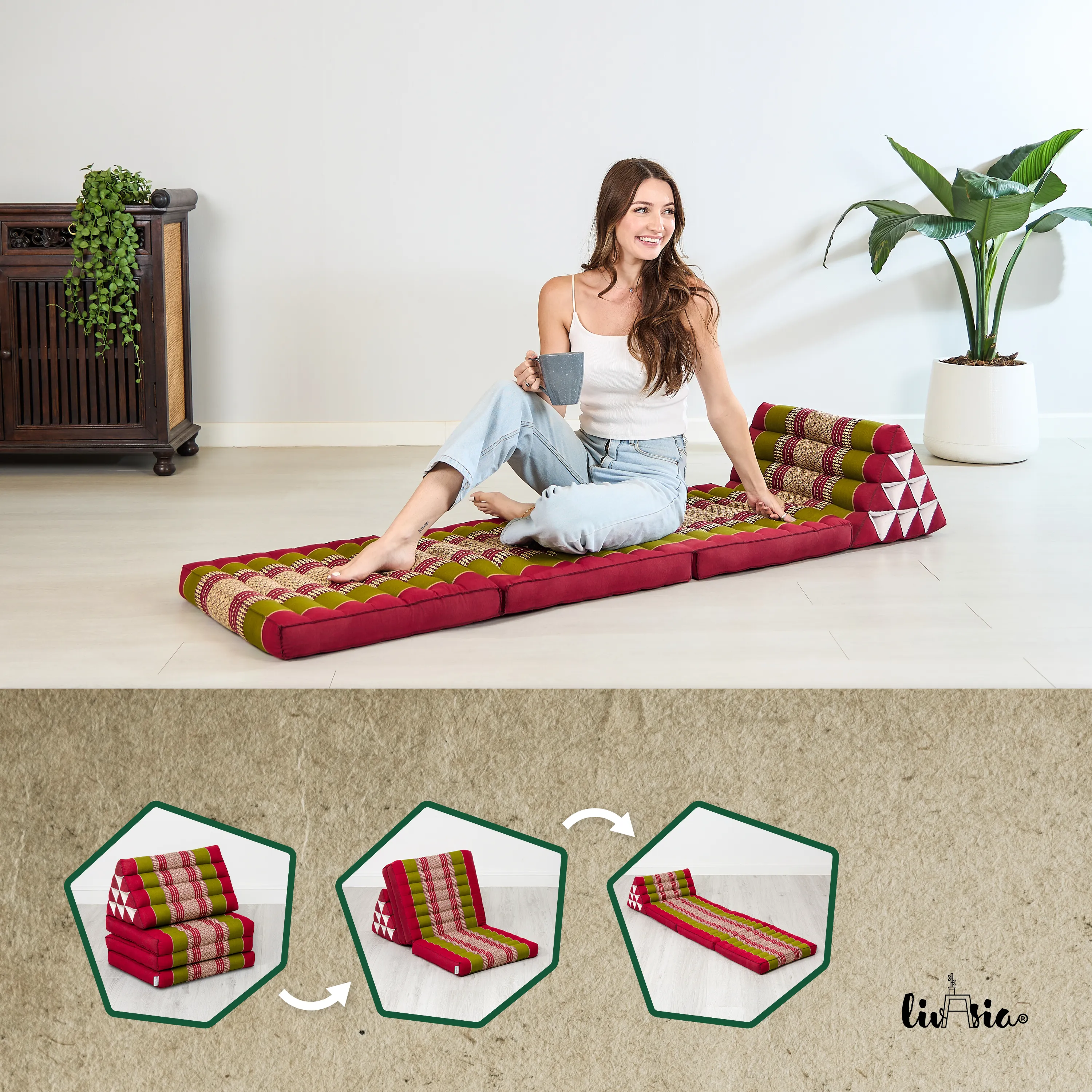 Kapok Thai Cushion 3 Fold, Classic